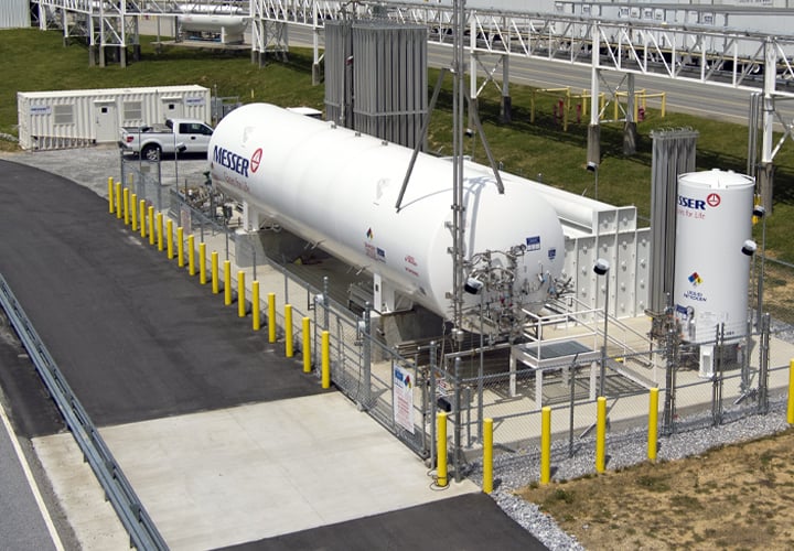 photo of a large Messer Hydrogen Container