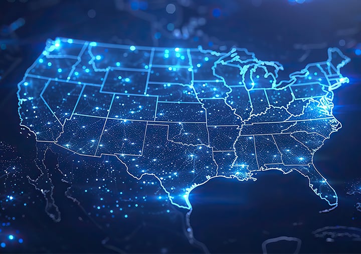 neon map of the U.S.