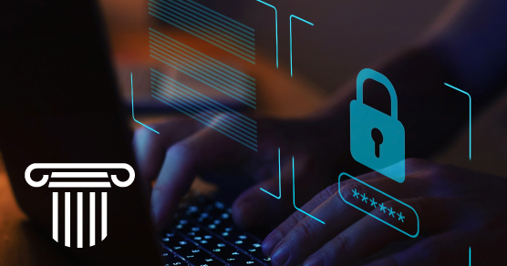 graphic of computer screen with security lock